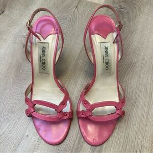 Jimmy Choo Jude Fuchsia Open-Toe Sandal Heels